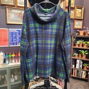 TORRID Brushed Waffle Cowl Neck Plaid Top 2